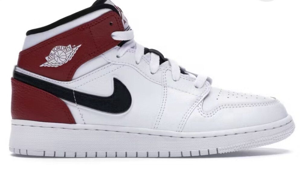 (GS) Air Jordan 1 Mid 'White Black Gym Red