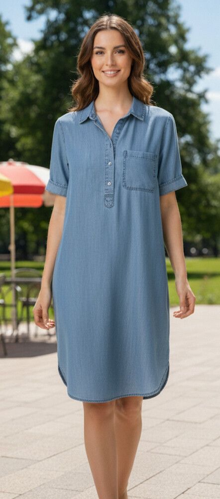 denim dress with tights POLLY dress Denim – Lesley Evers