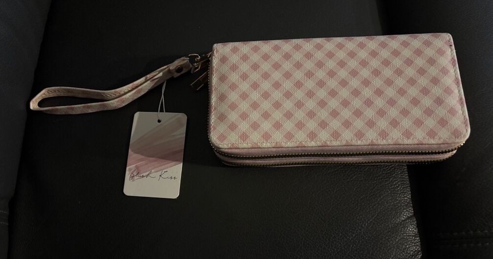 Gingham clutch purse
