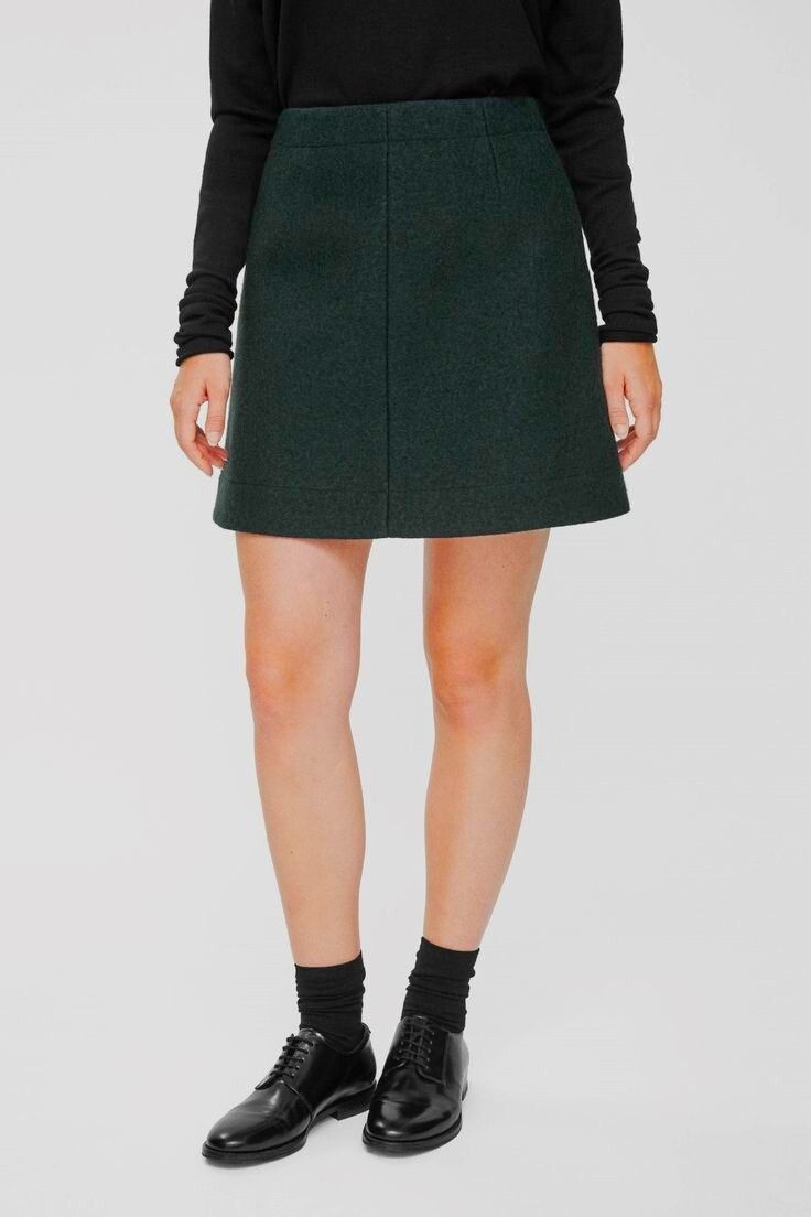 COS Green Wool A-line Mini Skirt