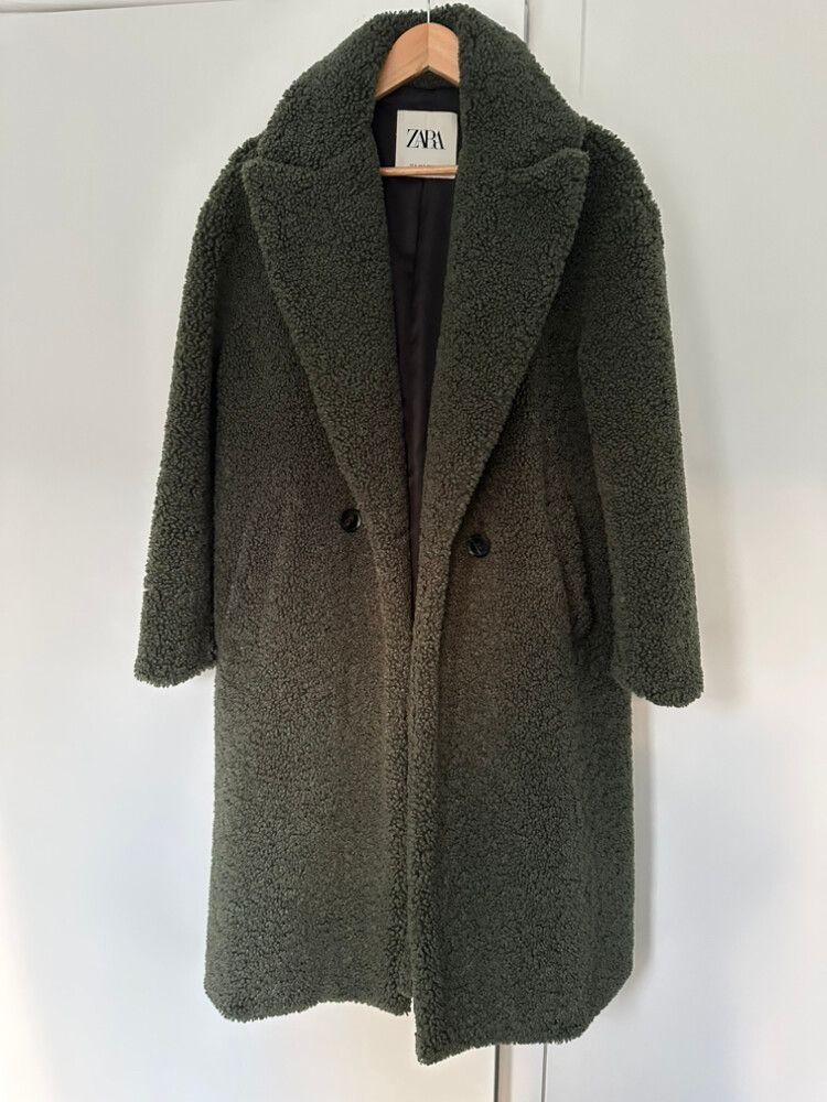 ZARA Green Teddy Coat