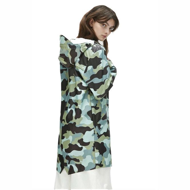 RAINS long rain jacket ~ sea foam camo print