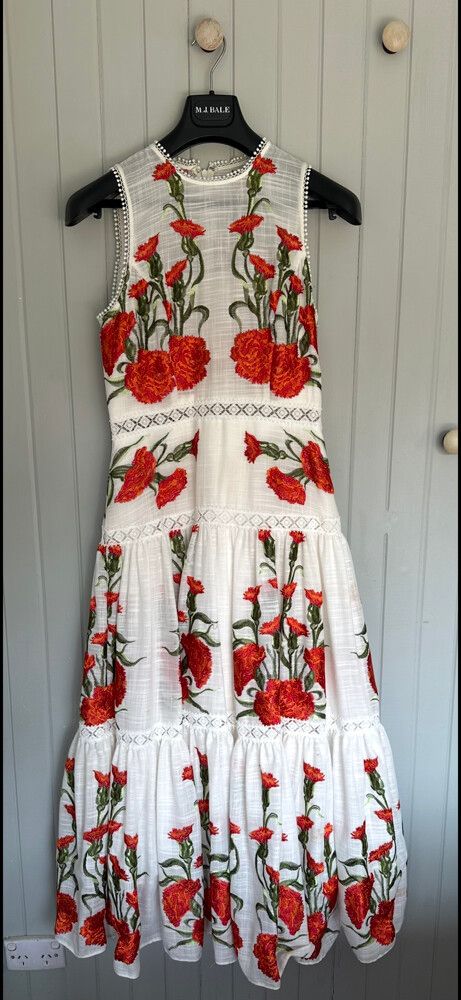 strapless open back dress Alexander Mcqueen Red and black Silk Floral Shift Dress main image 0