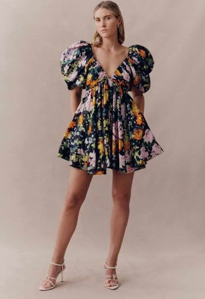 Gabrielle Plunge Mini Dress Floral