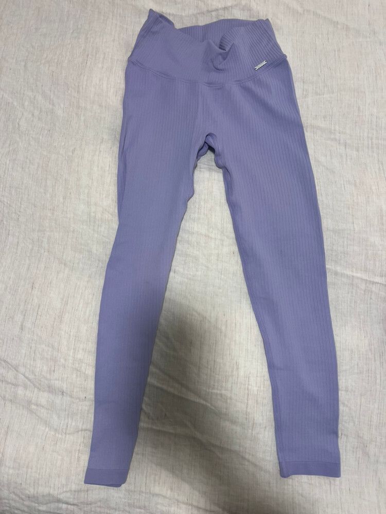 Aimin Purple Ribbed Leggings
