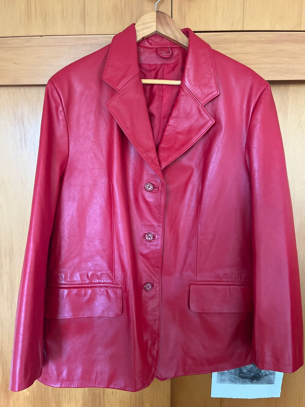 Red Leather Blazer Jacket