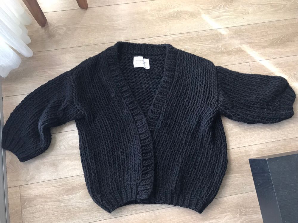 I Love Mr. Mittens Black Chunky Knit Cardigan