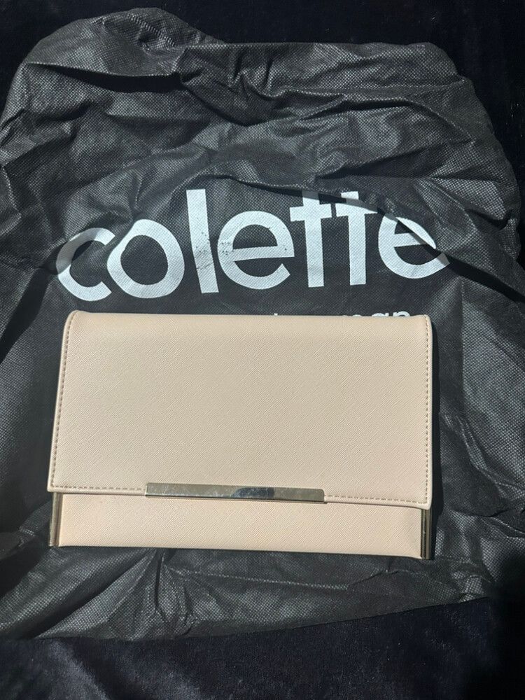 Tan Clutch W/ Shoulder Chain