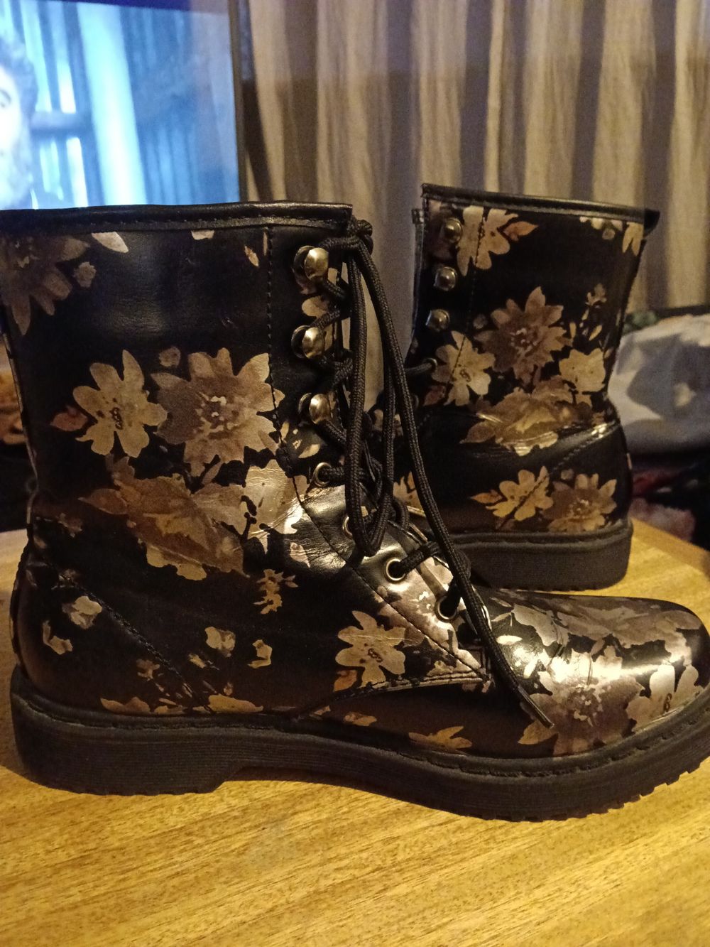 Celebrity Black Floral Boots