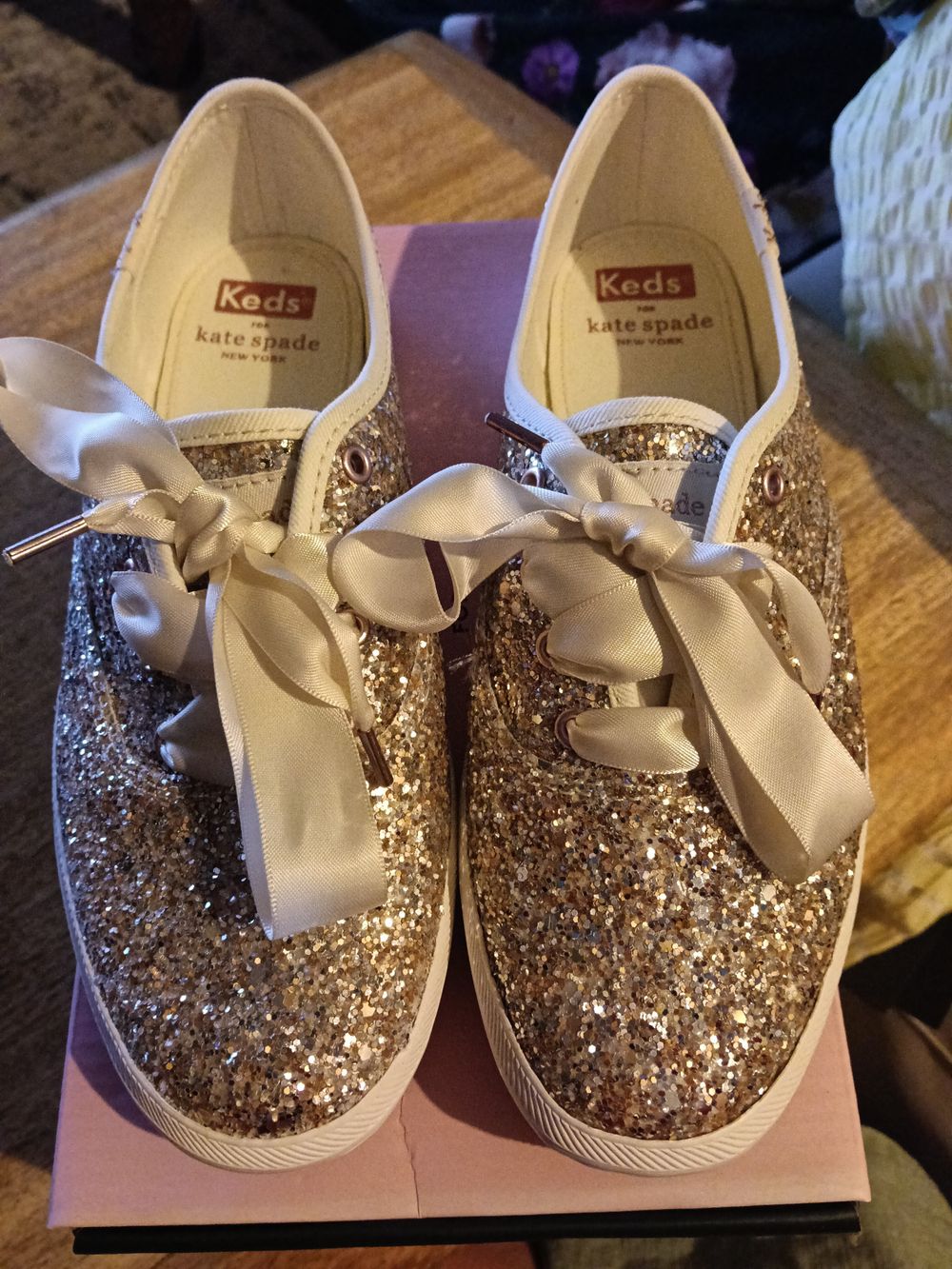 Keds Kate Spade Rose Gold Glitter Sneakers