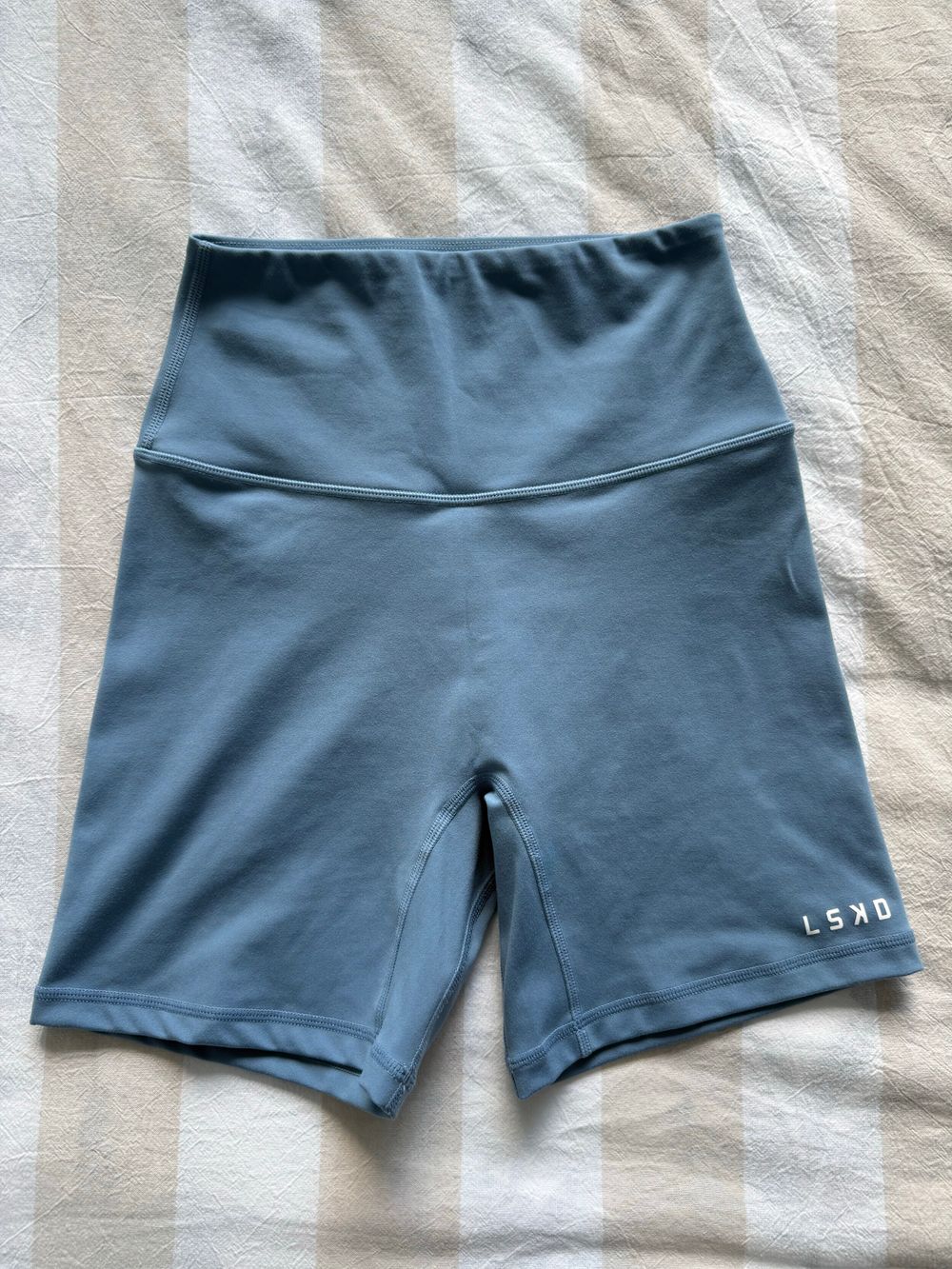 LSKD Blue High Waisted Biker Shorts