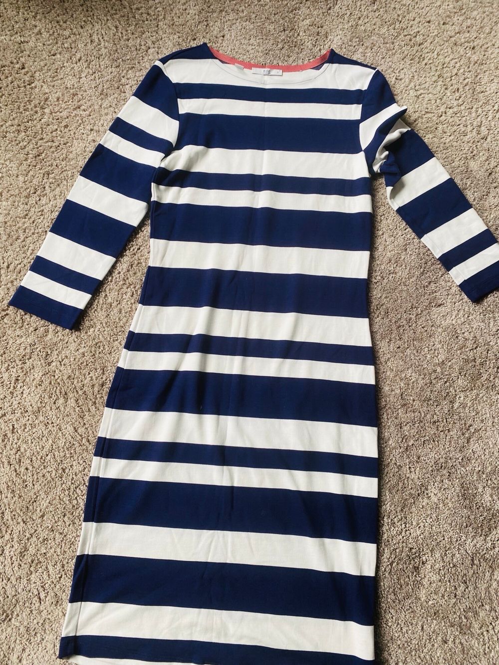 Edc Blue White Stripe Midi  Dress