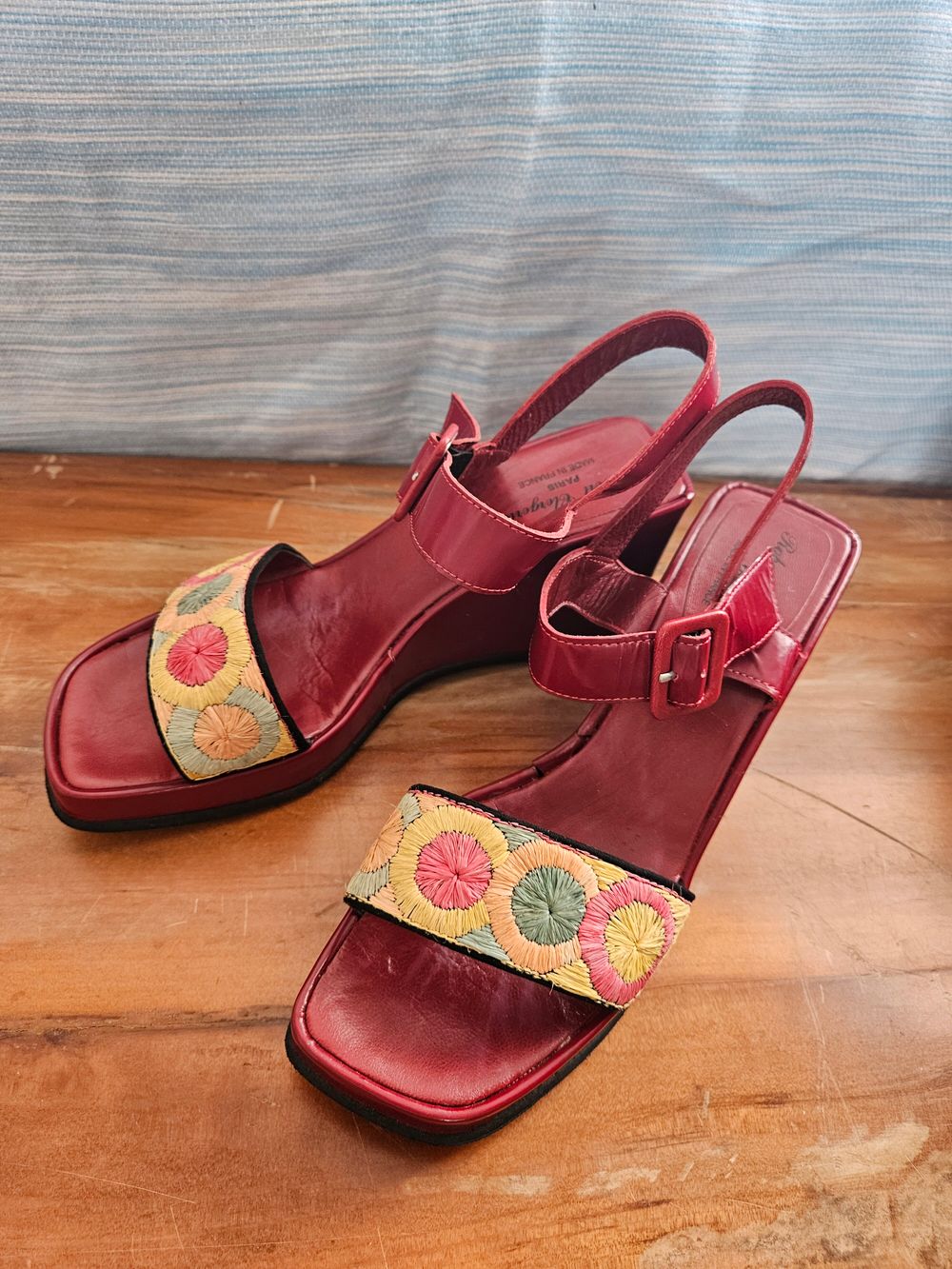 Vintage Robert Clergerie Red Wedge Sandals