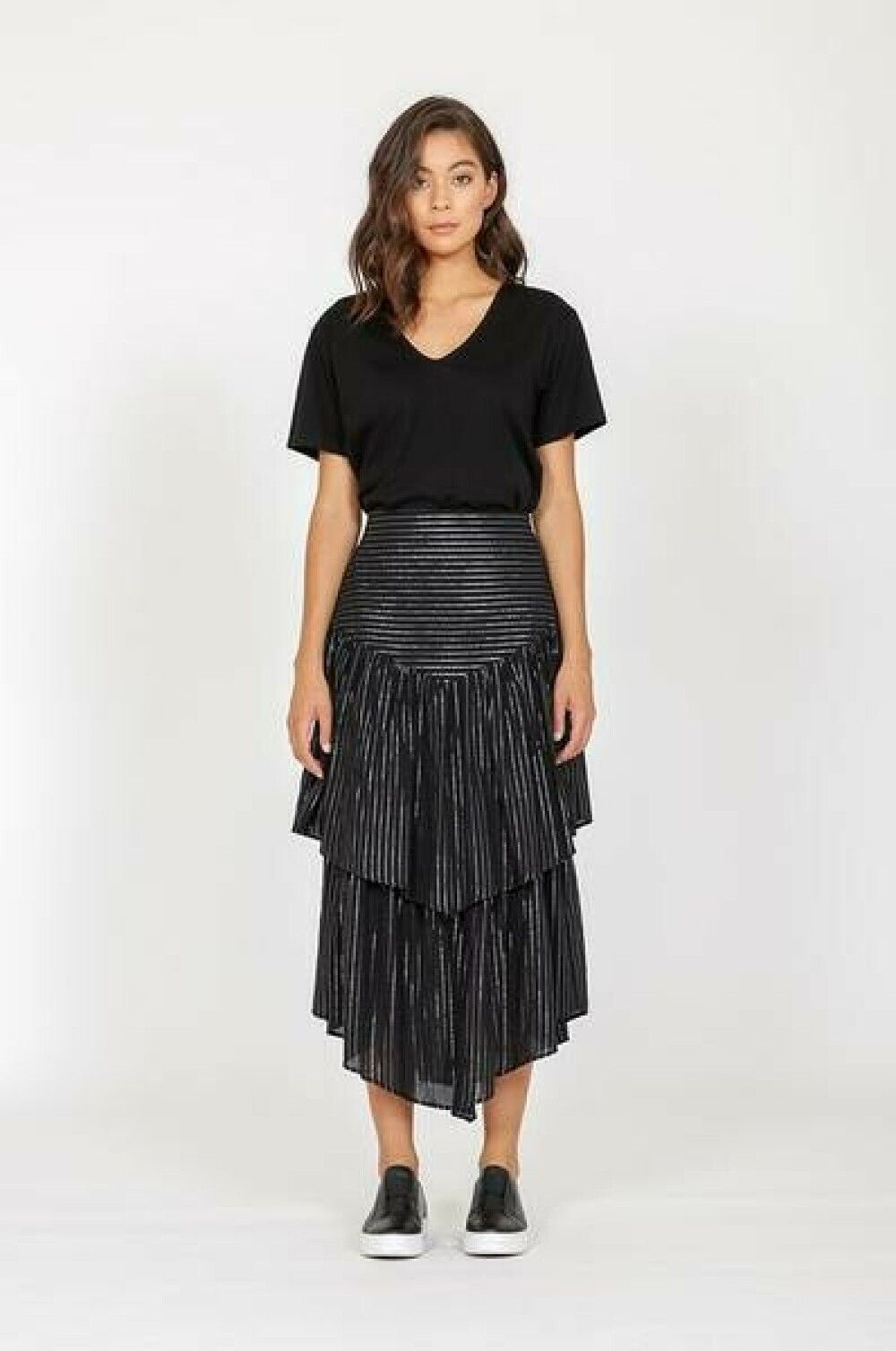 Moochi Black Silver Stripe Skirt