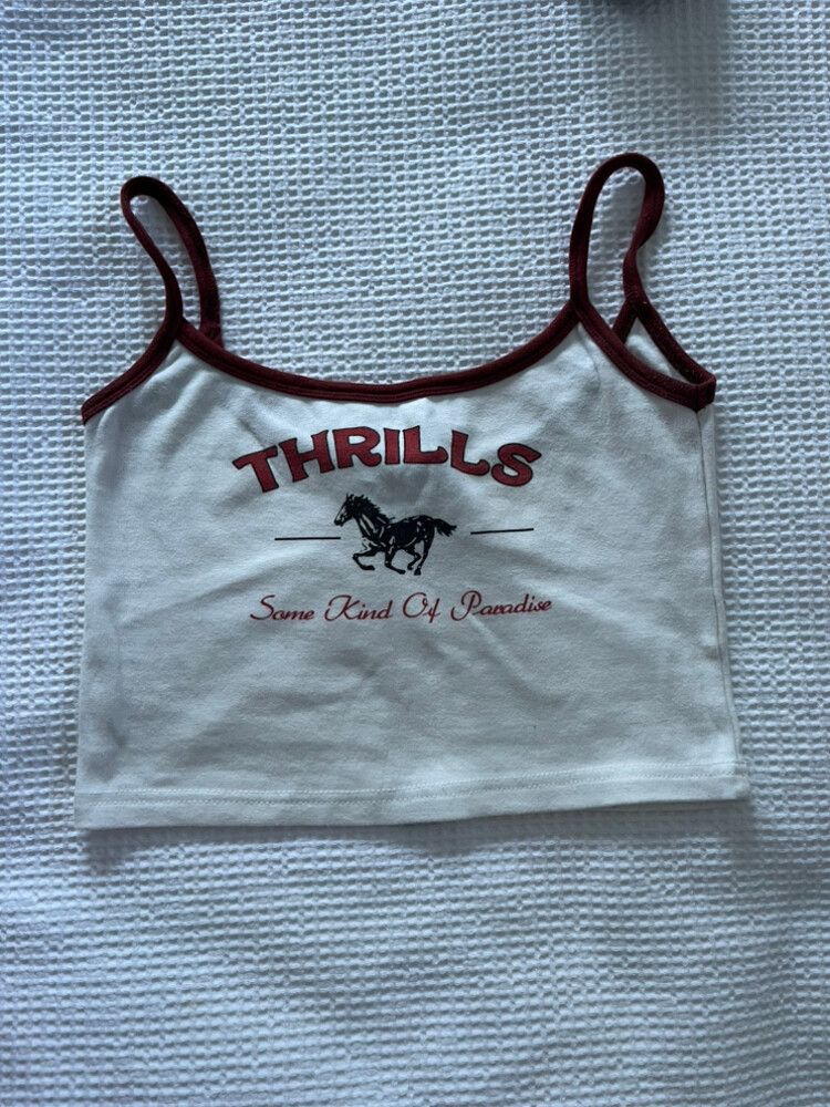 Thrills White and Burgundy Top