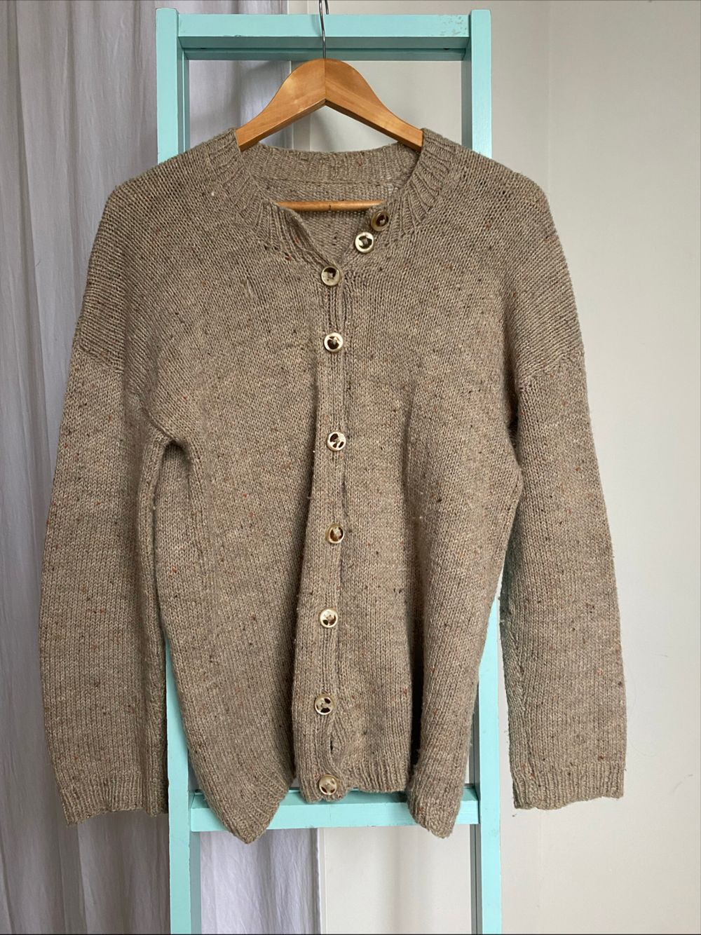 Hand knitted Beige Cardigan Size 10/12