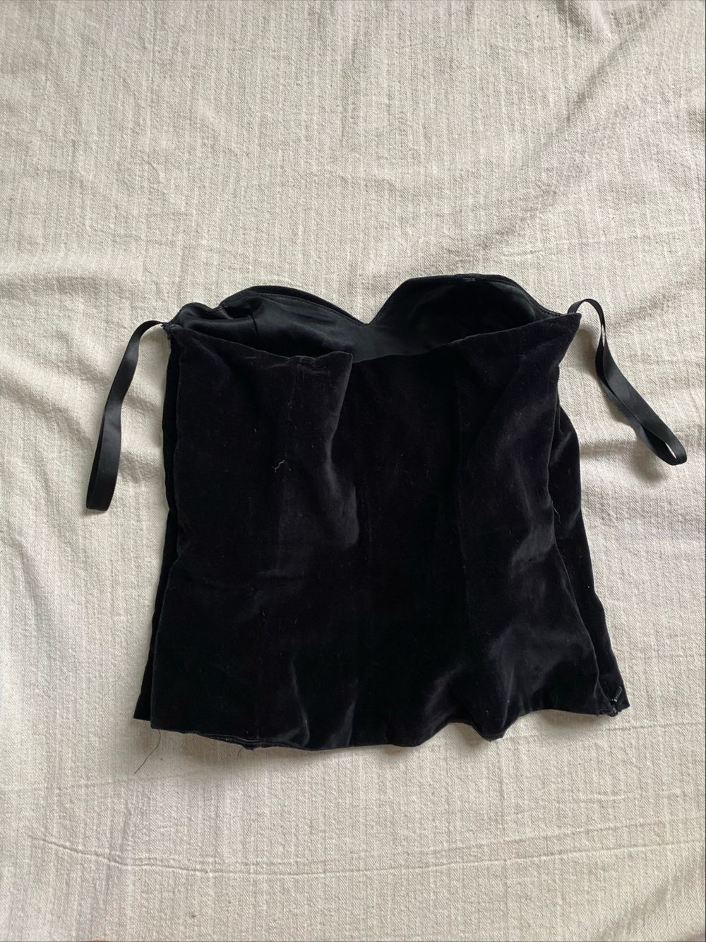 Black Velvet Strapless Corset Top Size 8