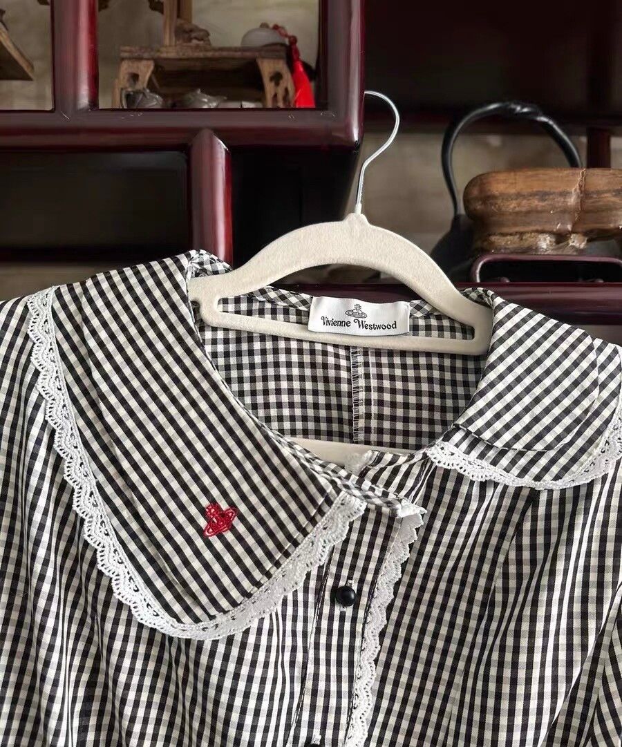 Vivienne Westwood Black Gingham Lace Shirt