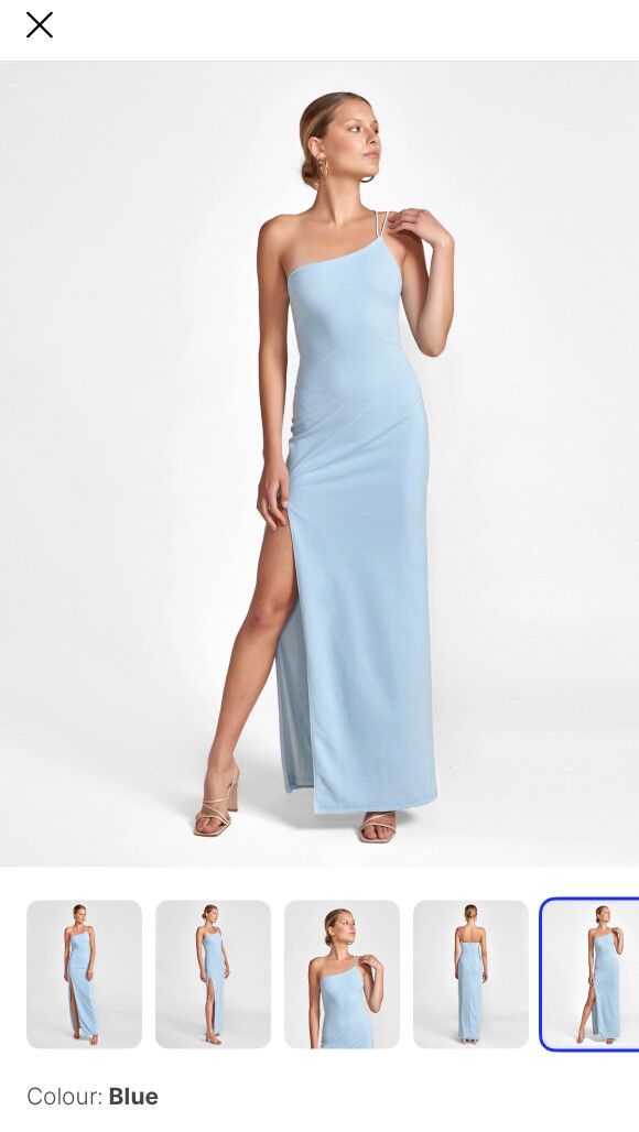 One-Shoulder Blue Maxi Dress
