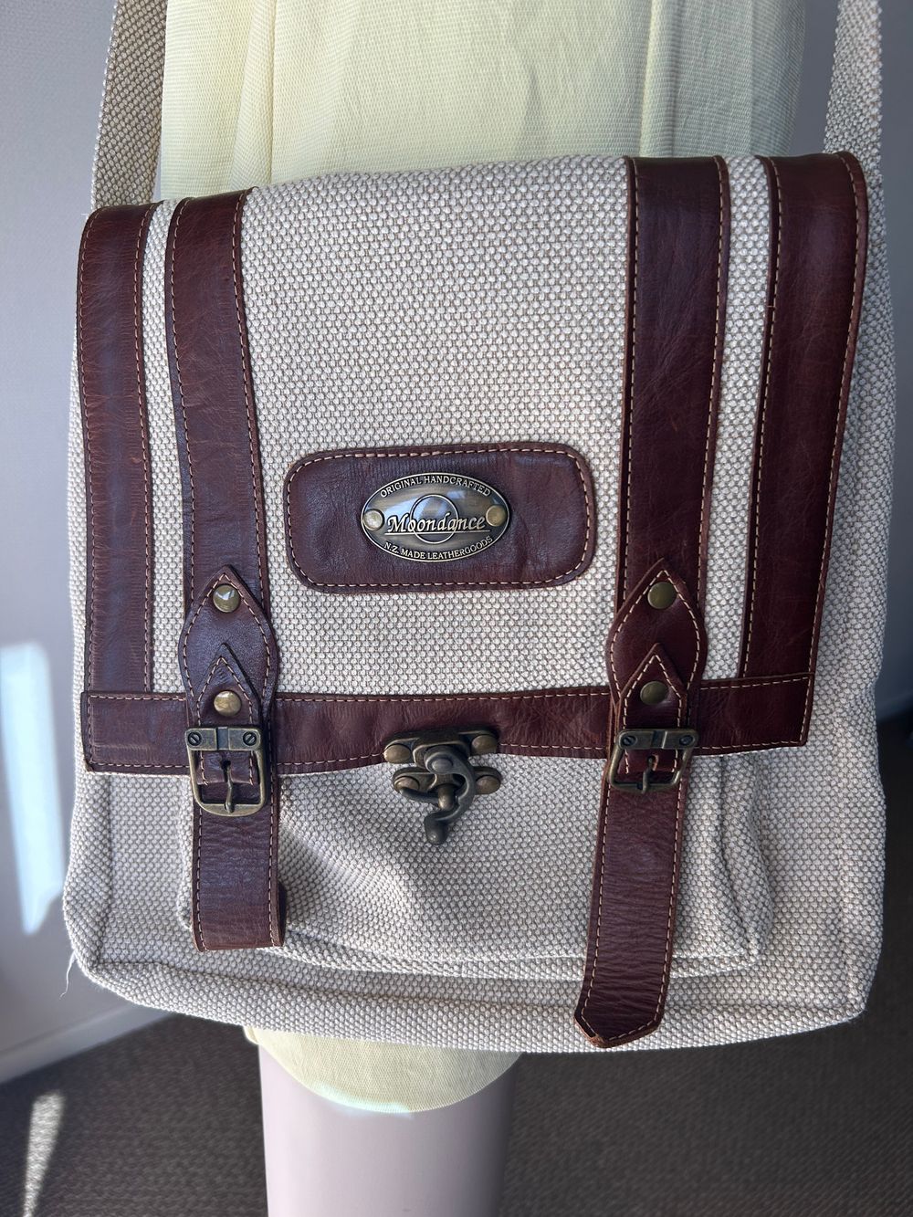 NZ Made Moondance Canvas & Leather Messenger Bag