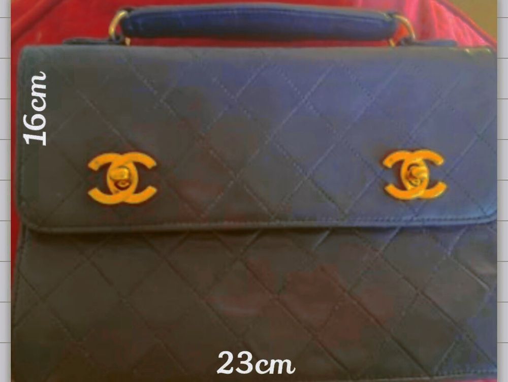 CHANEL Vintage Double Clasp Briefcase Handbag