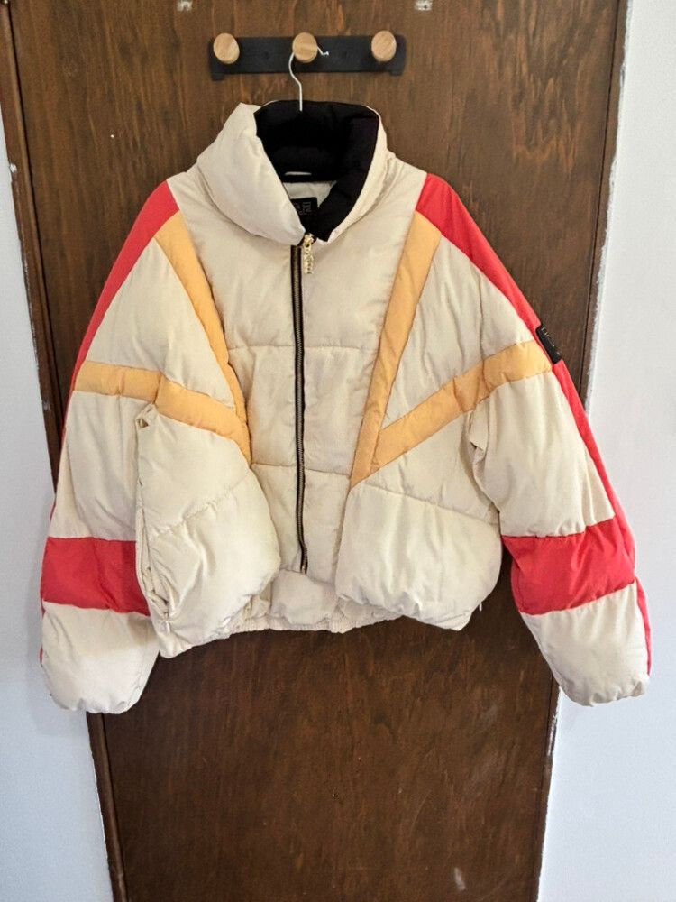 PE Nation Cream Red Puffer Jacket
