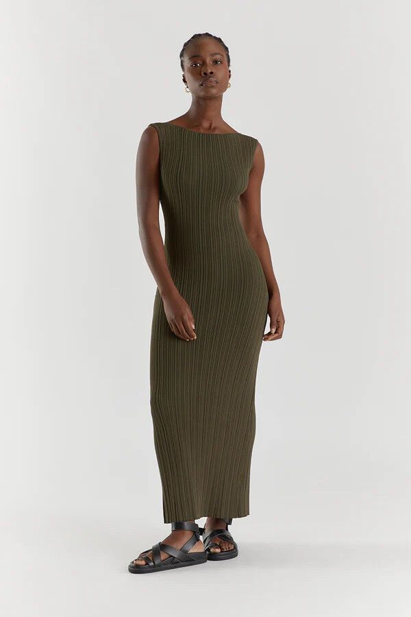 sienna stone knit midi dress DISSH Sleeveless