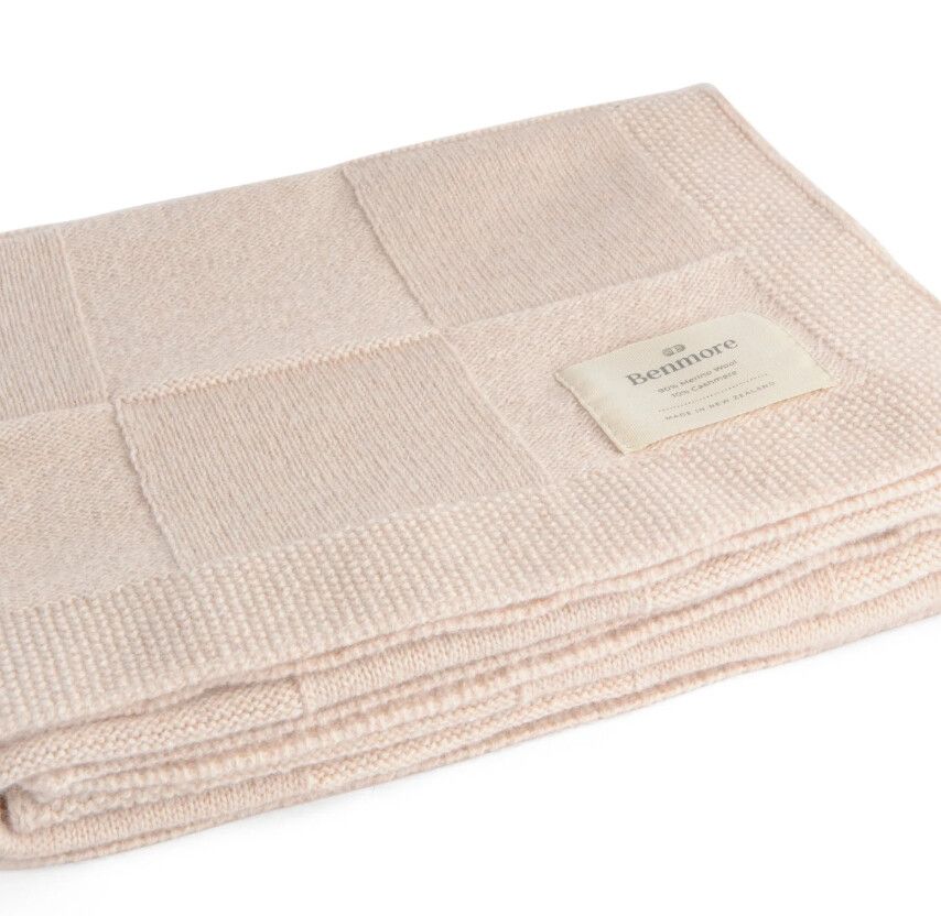 Benmore Cashmere and Merino Baby Blanket - Blush Pink