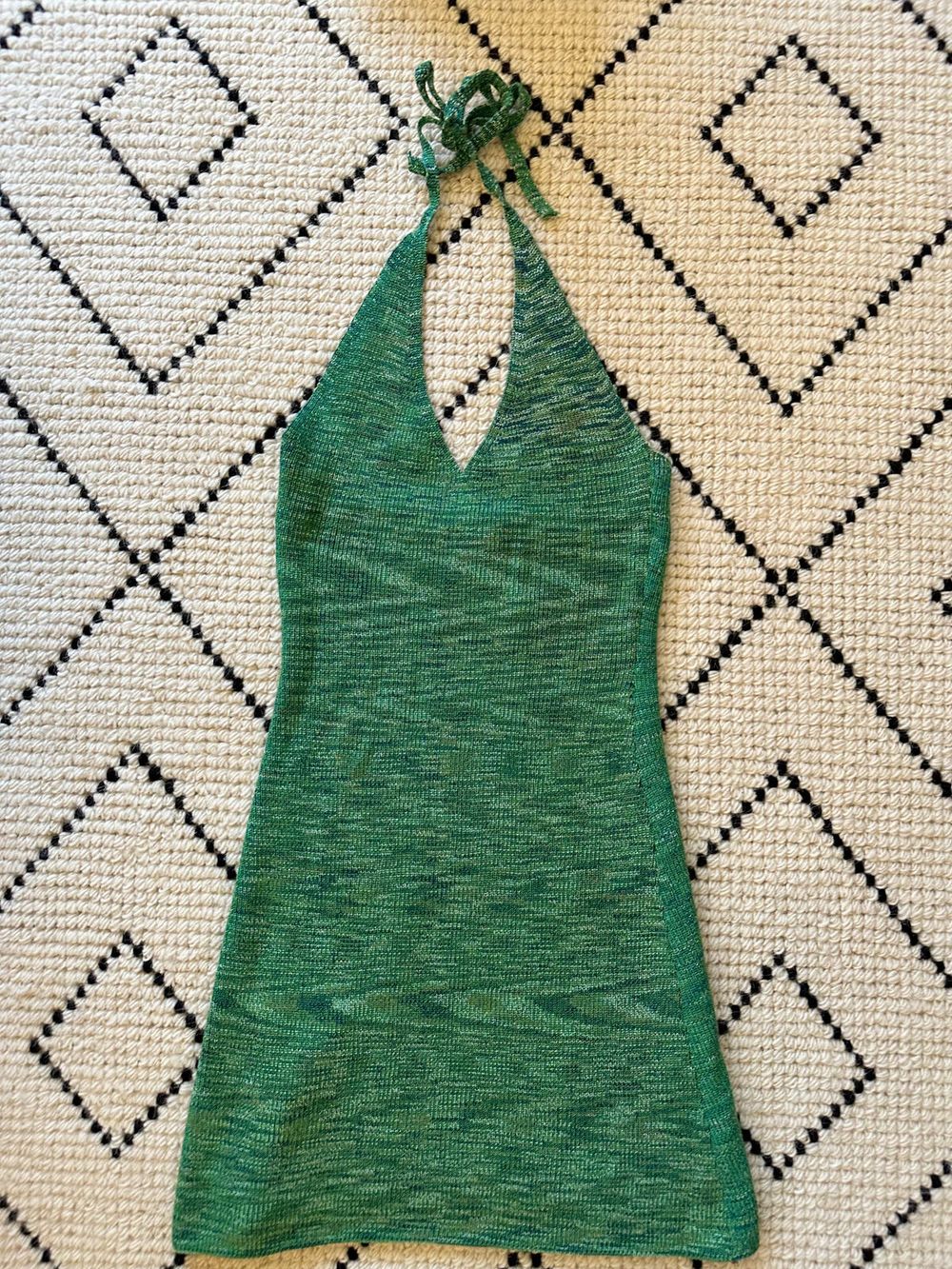 Beginning Boutique - Green Knit Halter Neck Dress on Designer Wardrobe Beginning Boutique - Green Knit Halter Neck Dress on Designer Wardrobe