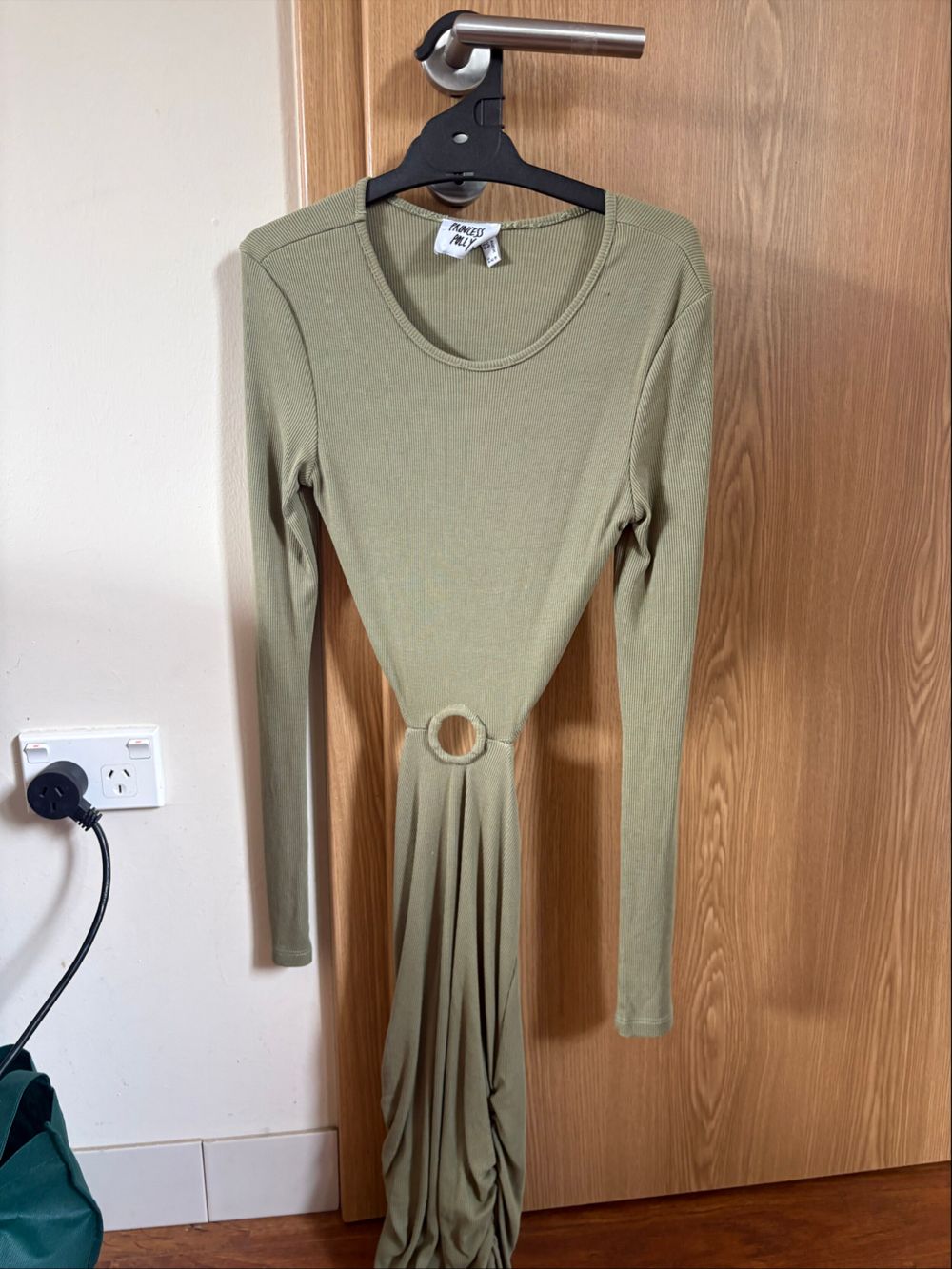 Princess Polly Khaki Ribbed Cutout Dress