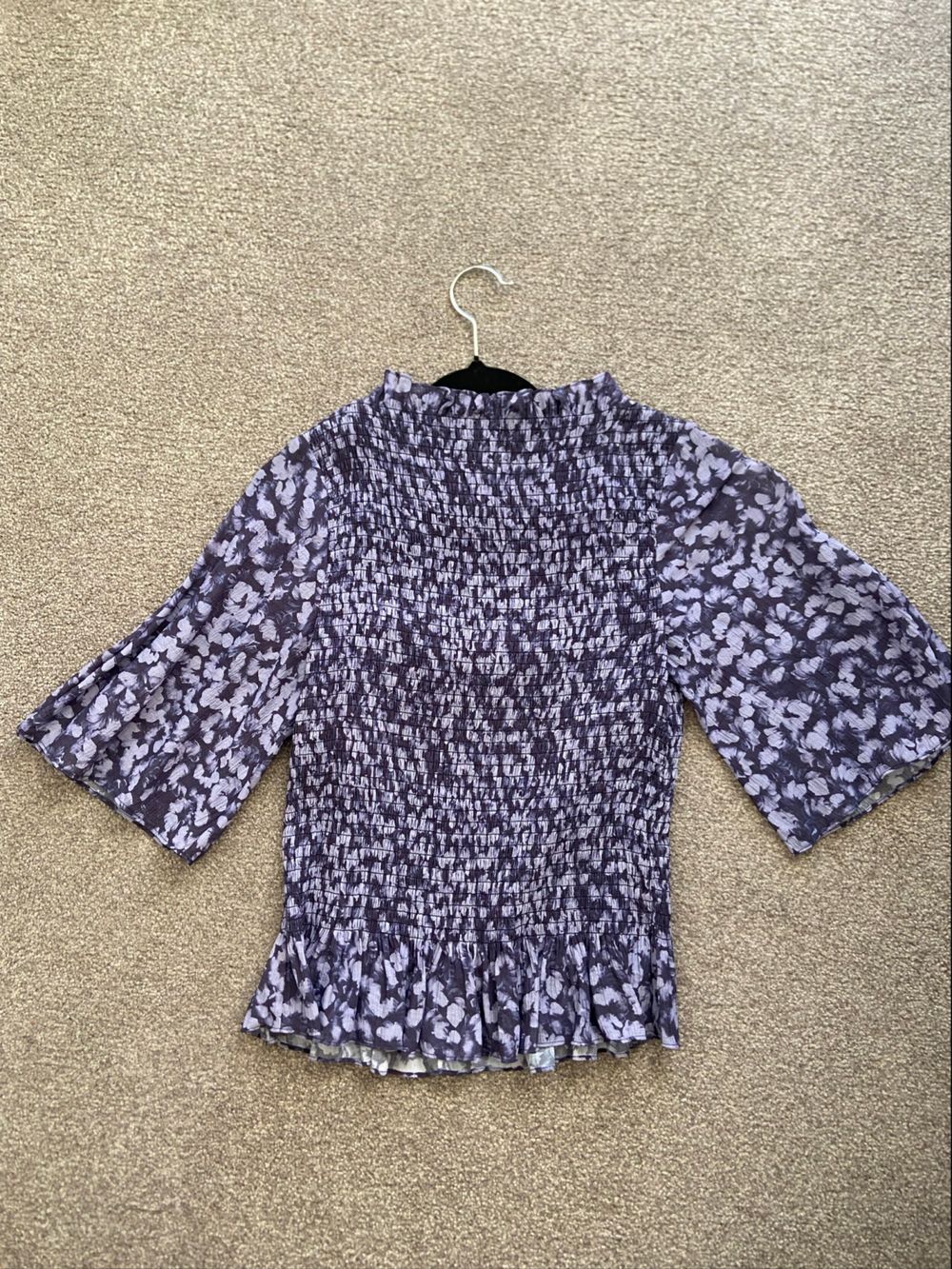 & Other Stories Purple Smocked Floral Top