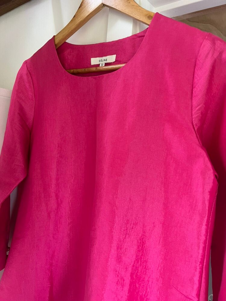 Celine Bubble Hem Dress - Pink Silk