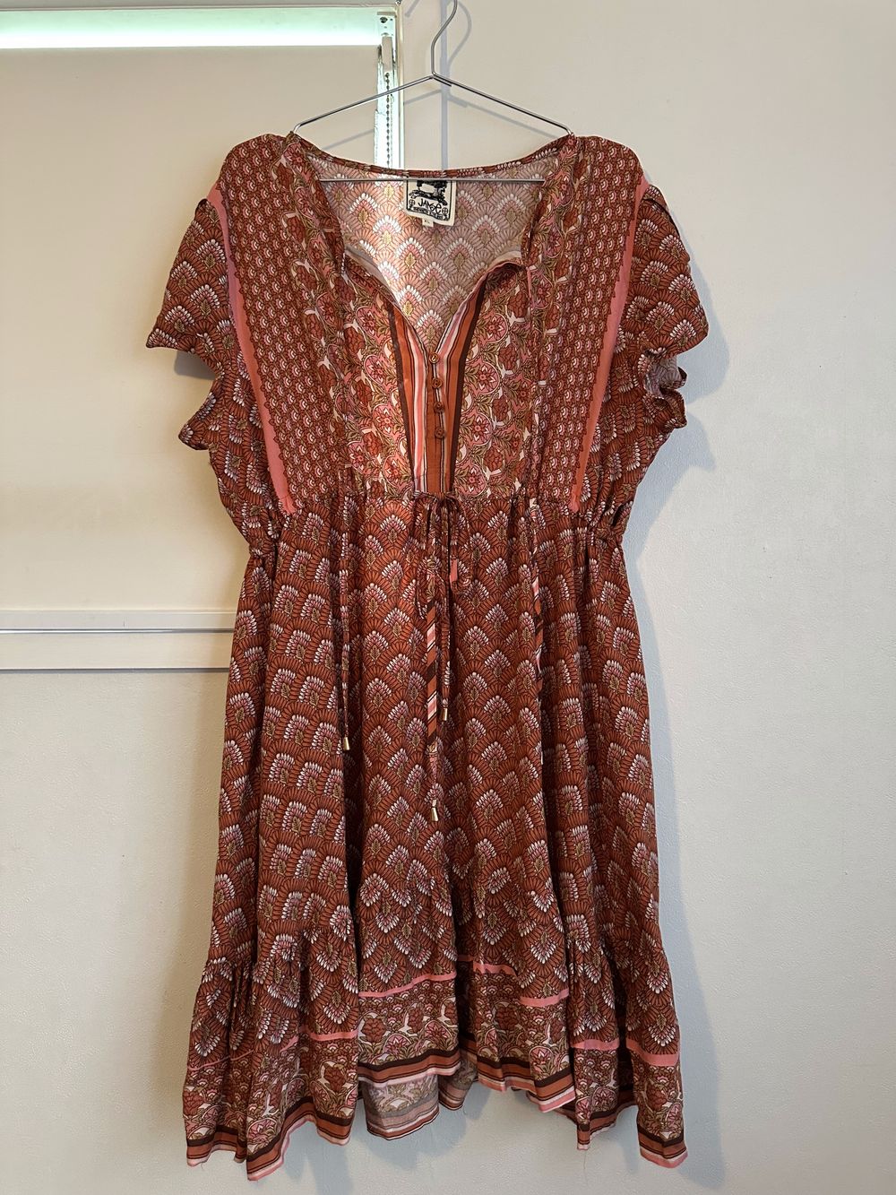 Jaase Pink and Brown Floral Dress Size XL