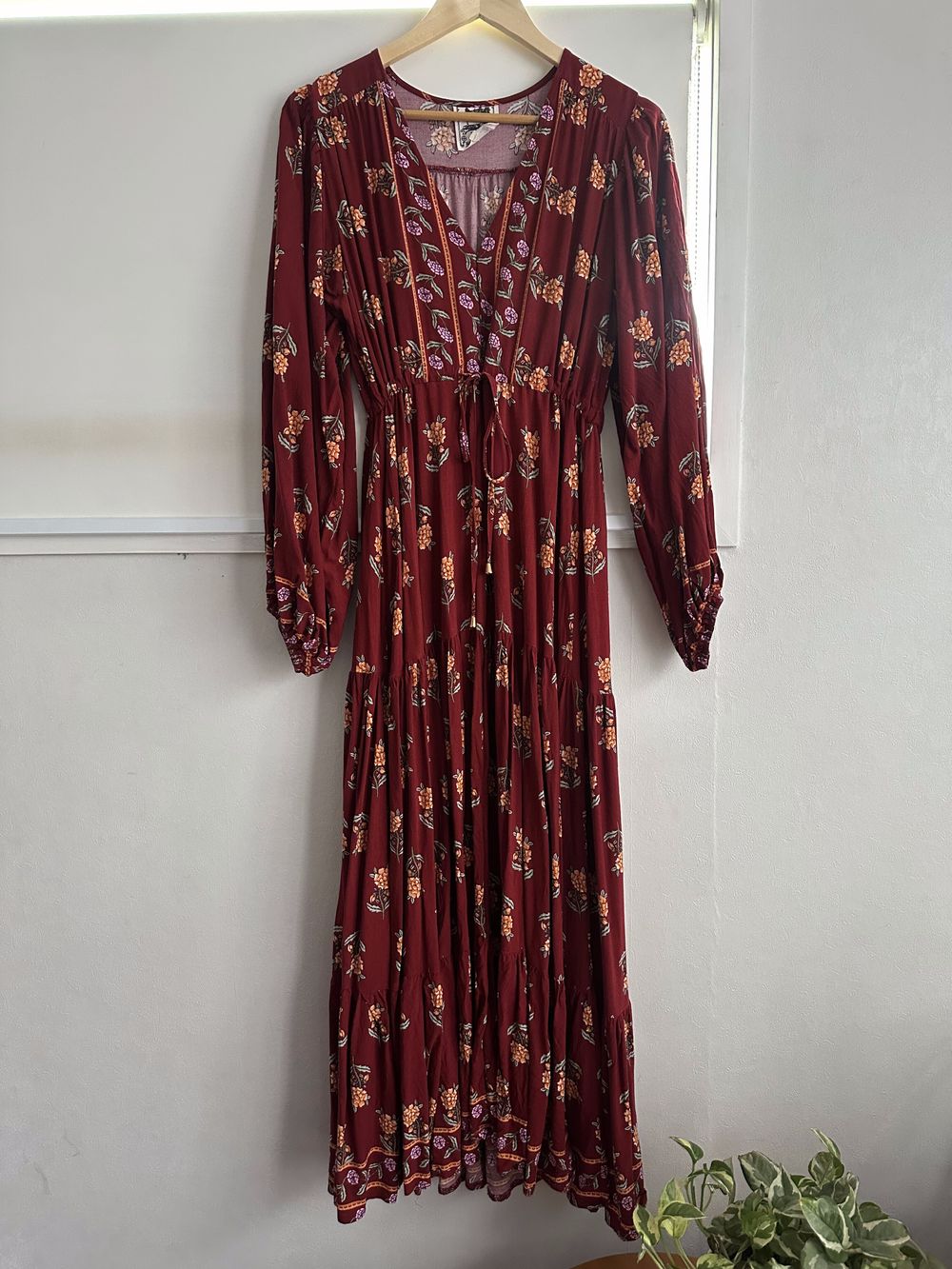 Jaase Burgundy Floral Maxi Dress