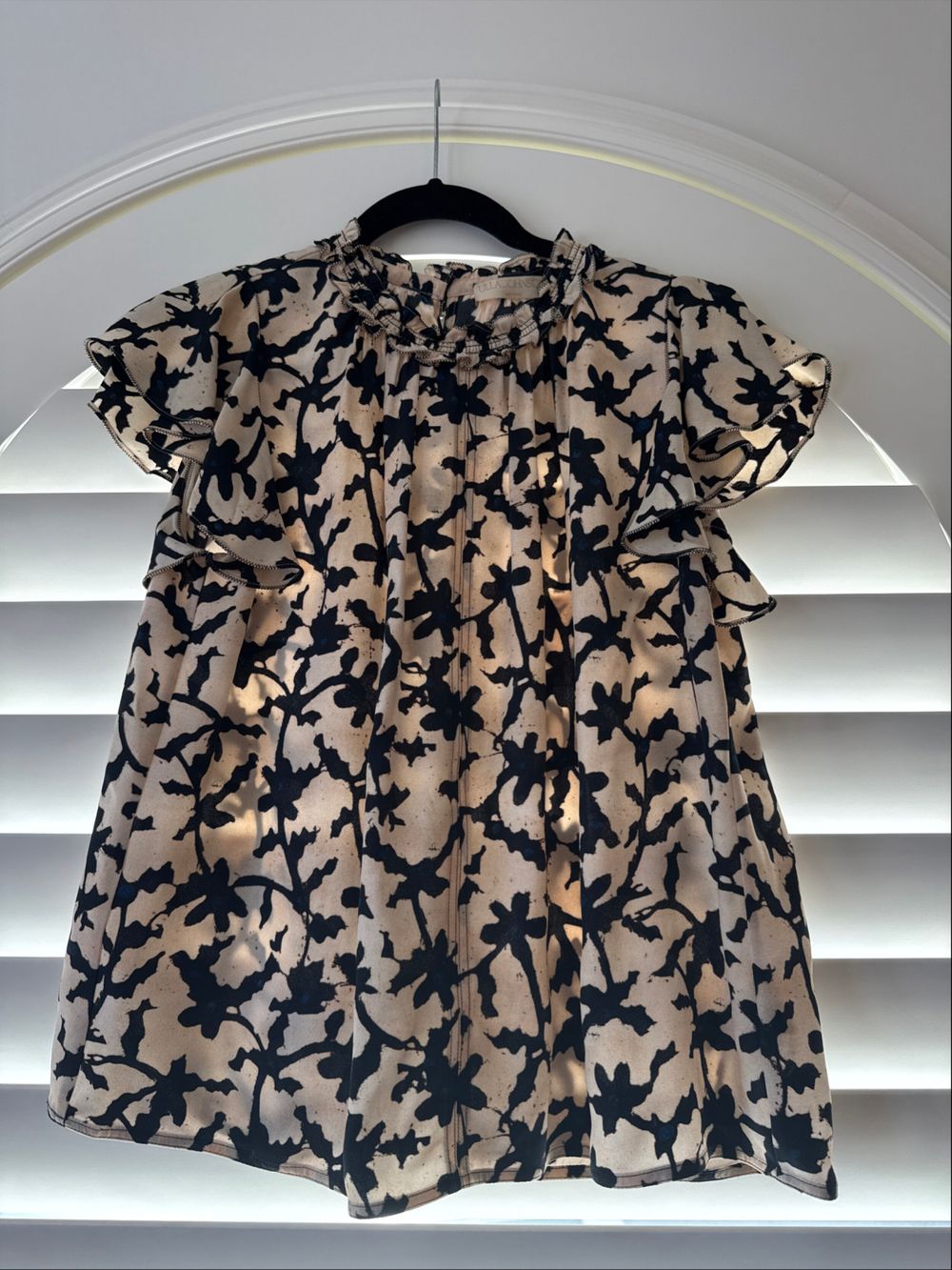 Ulla Johnson Beige Floral Ruffle Top