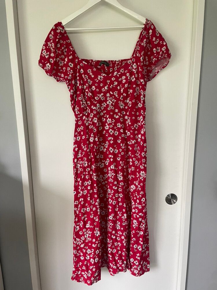 French Connection Red Floral Midi Dress