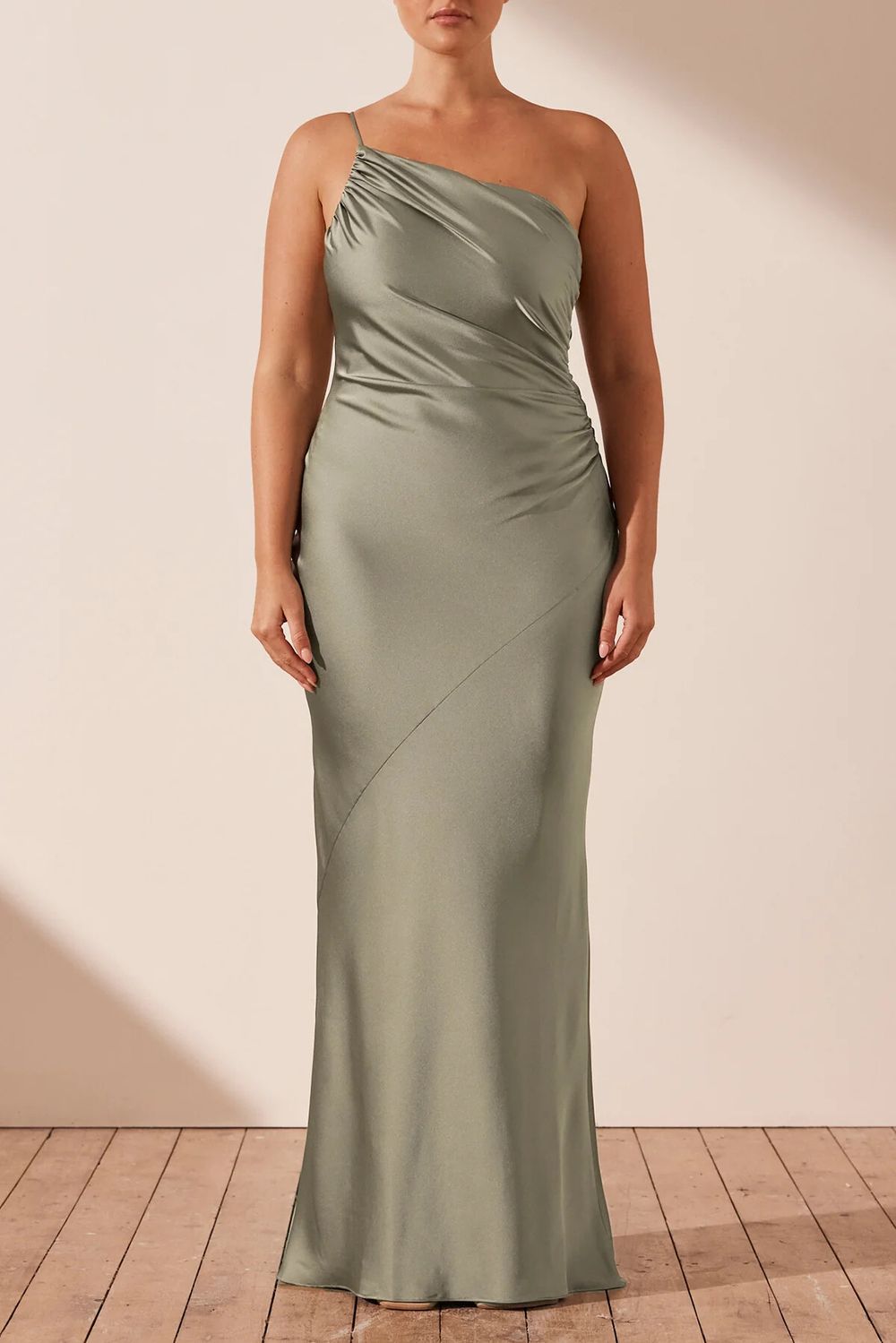 luxe asymmetrical gathered maxi dress Shona Joy