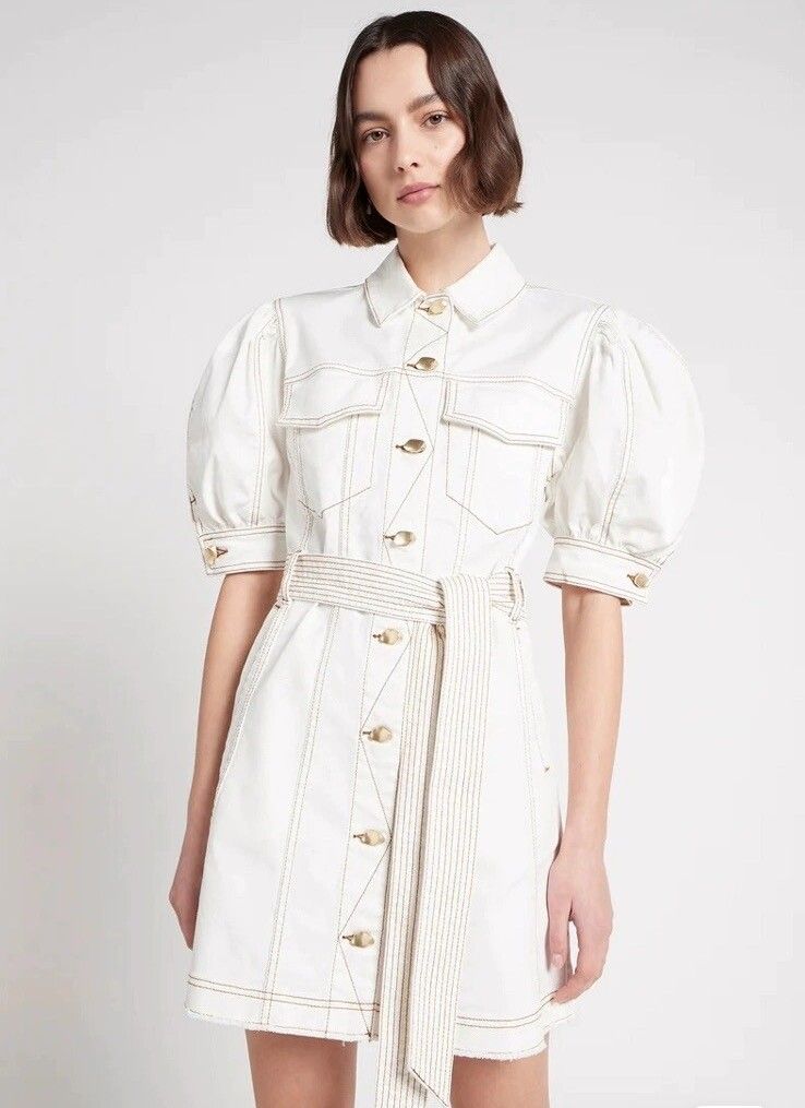 aje denim dress white Ivy Denim Midi Dress