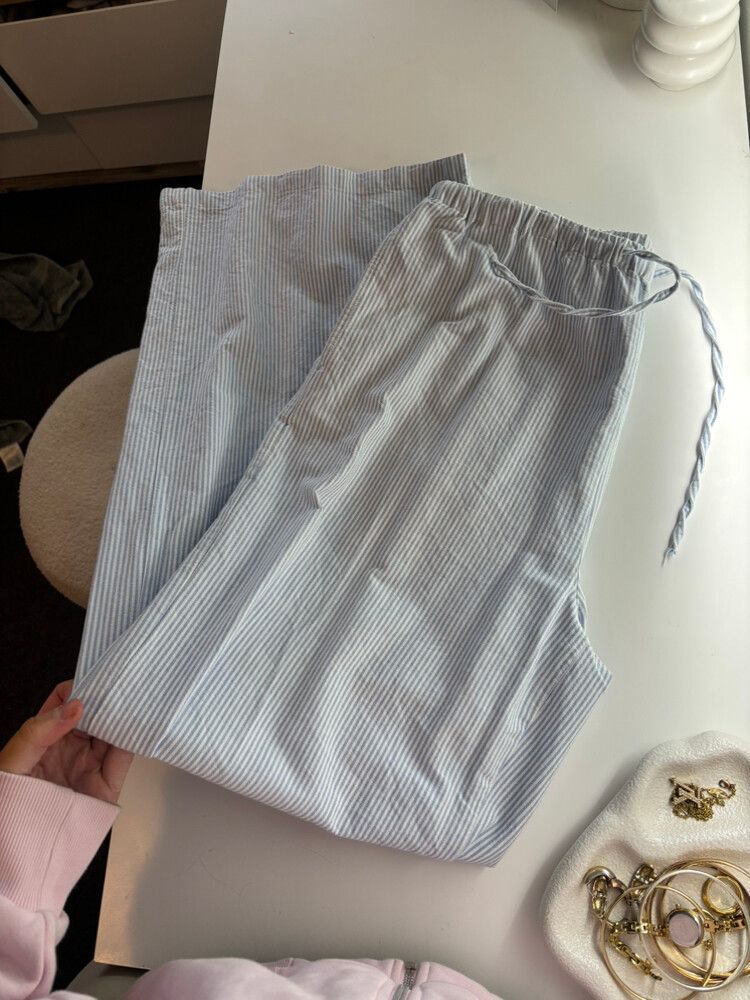 glassons baby blue and white stripped pants