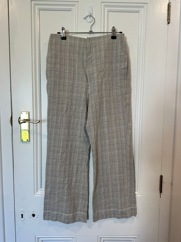 Bassike Linen Check Wide Leg Pants