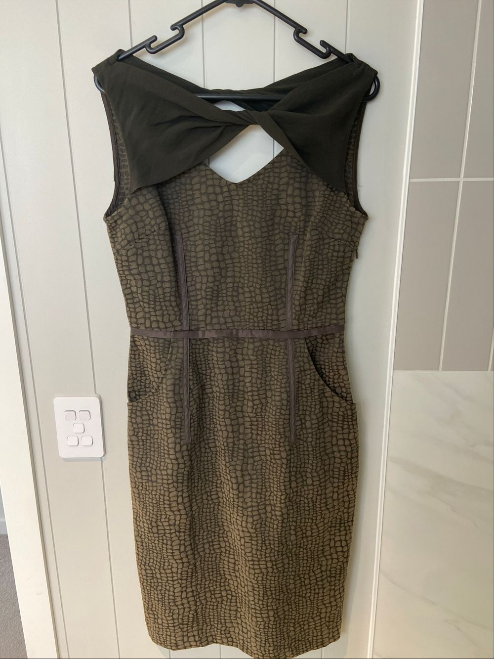 Kate Sylvester - Kate Sylvester Green Dress with Twist Front and Back  Detail on Designer Wardrobe