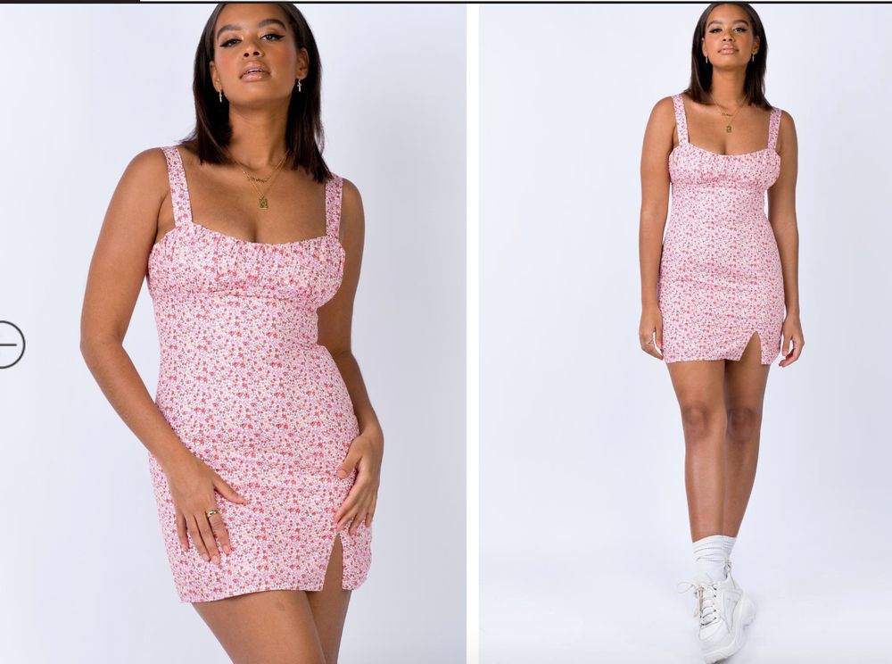 strapless open back dress Bambi Pink Floral Mini Dress main image 1