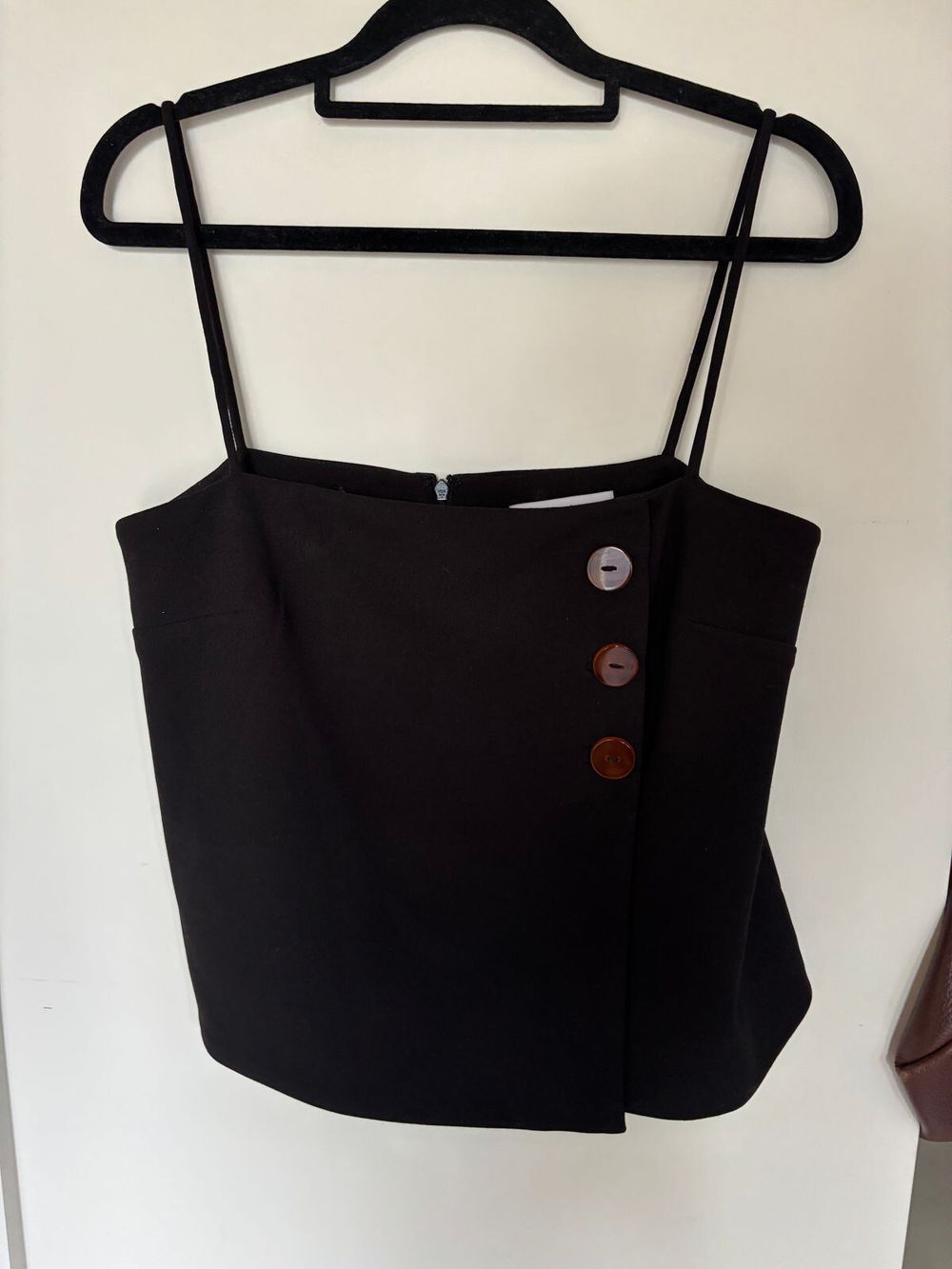 Friend of Audrey Black Poppy Resin Button Top