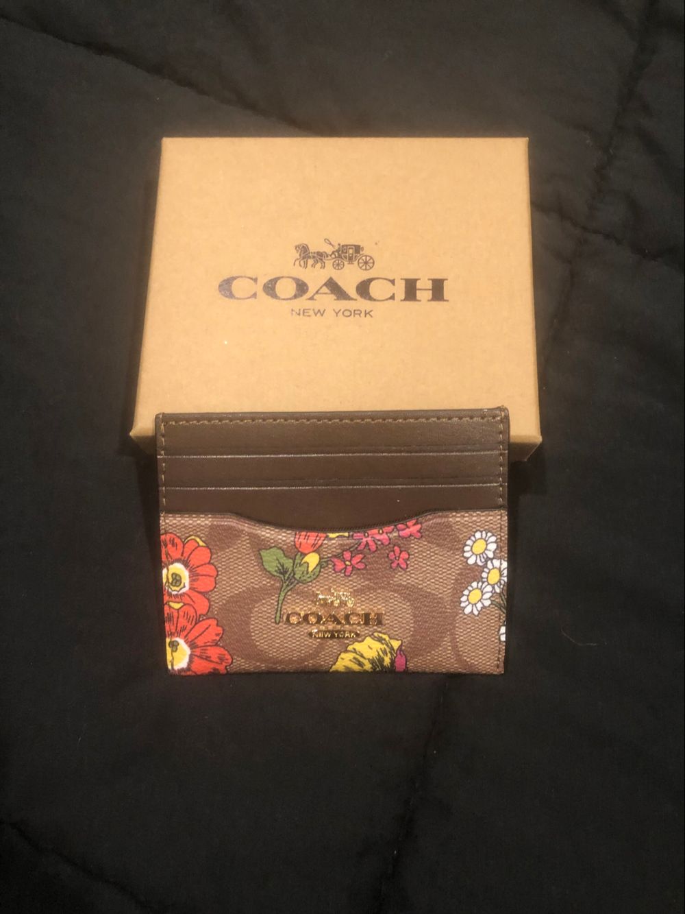 Coach Brown Floral Card Holder
