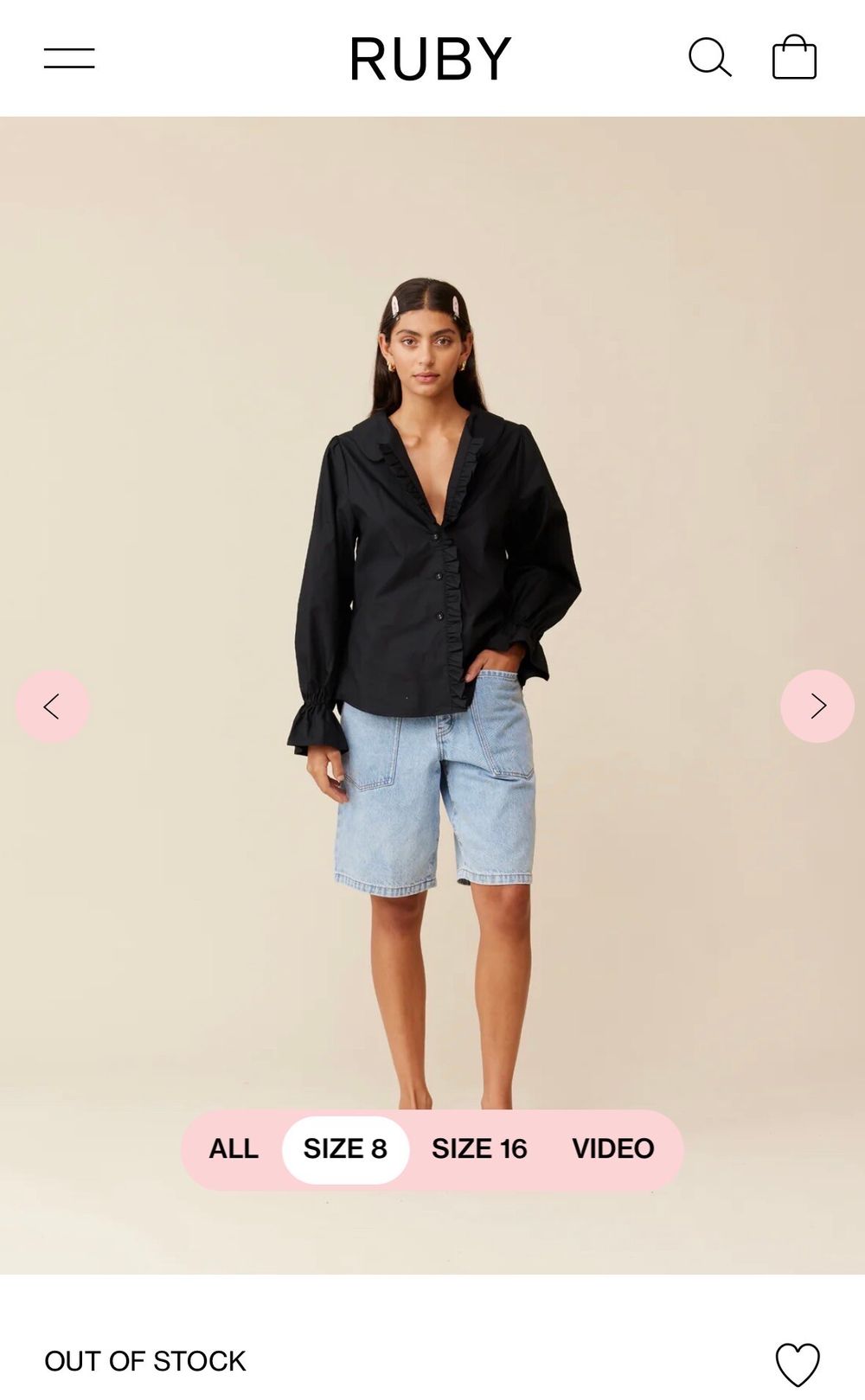 RUBY Black Ruffled Collar Shirt