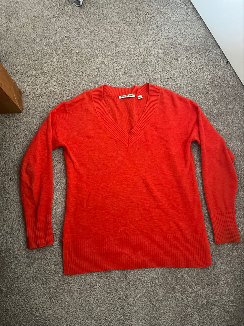 Country Road Red V-Neck Jumper