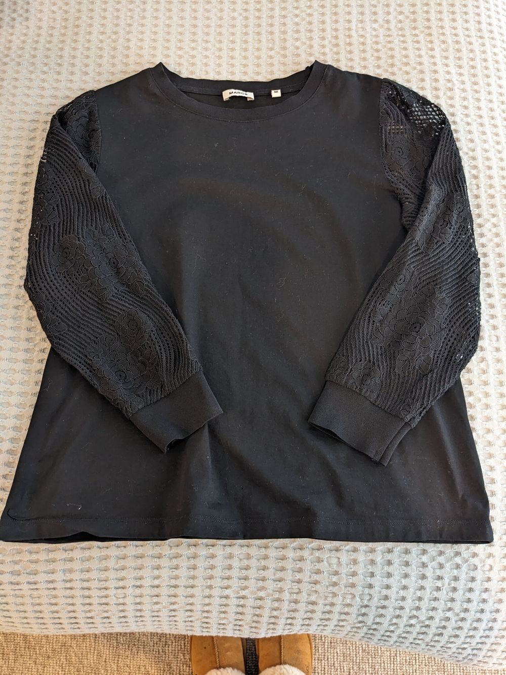 Black top with lace sleeves