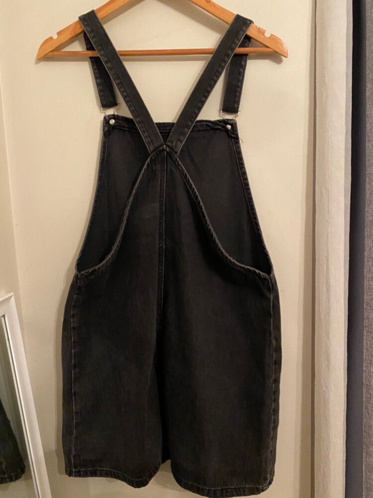 topshop black denim pinafore dress Topshop black denim pinafore / dungaree dress, Size