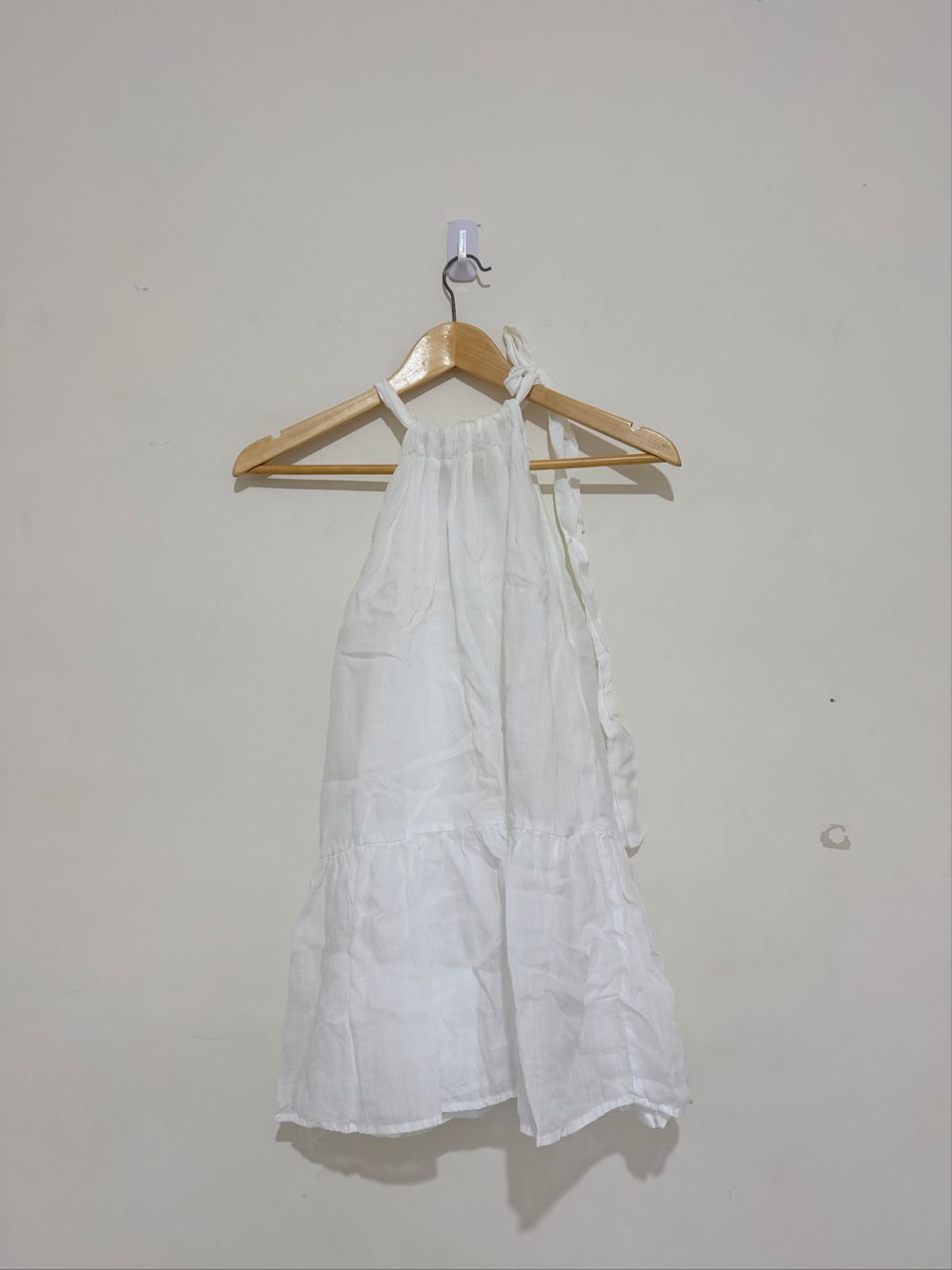 DISSH White Tie Neck Frill Top