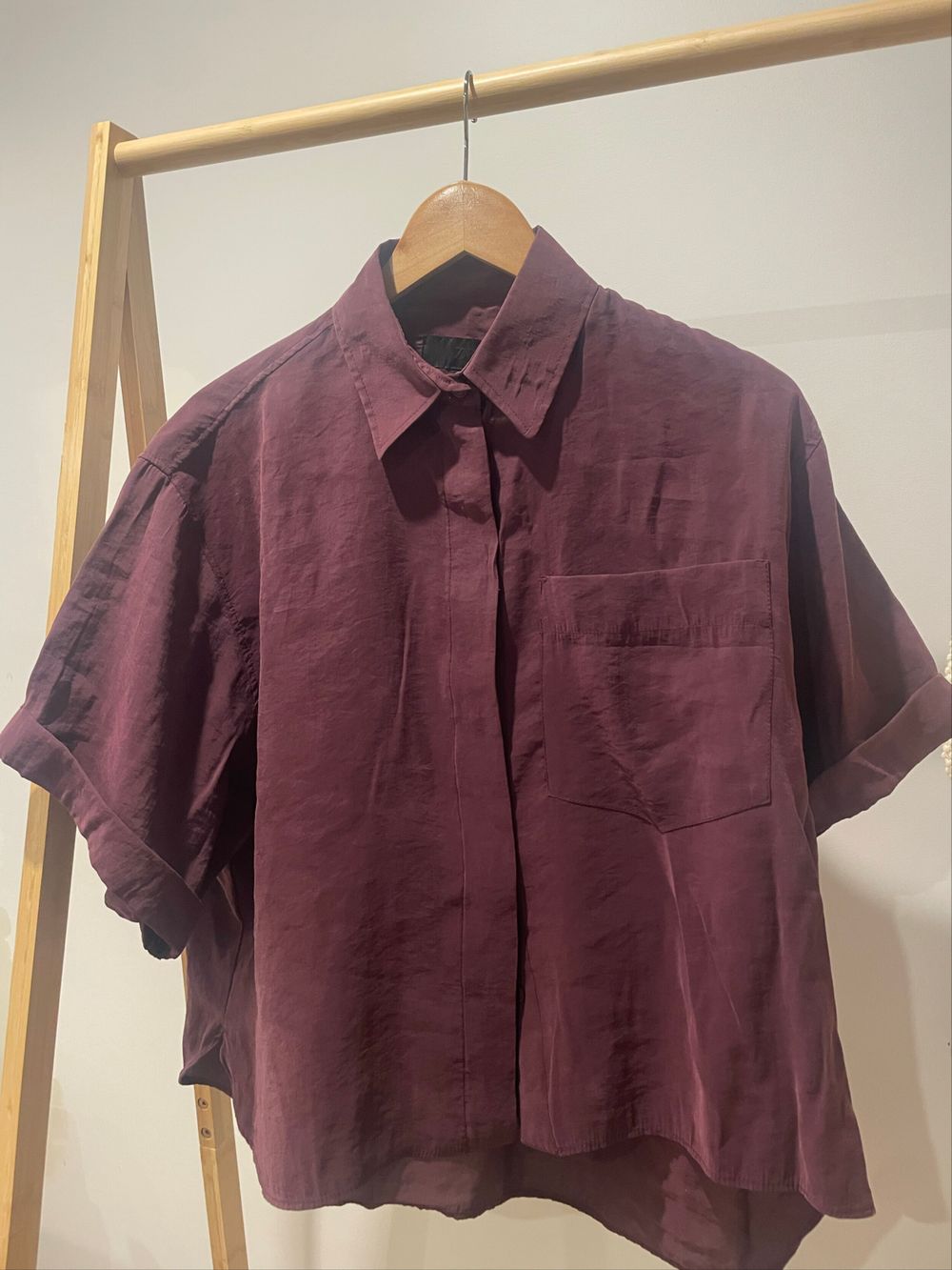 Zara Maroon/Purple Boxy Short Sleeve Shirt